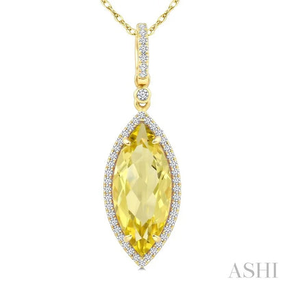 Evoque Gemstone Marquise Shape & Halo Diamond Pendant