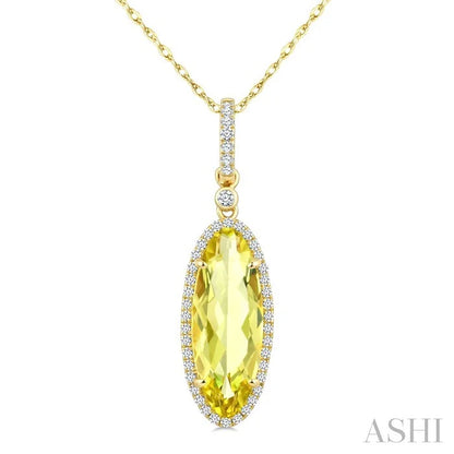 Evoque Gemstone Oval Shape & Halo Diamond Pendant