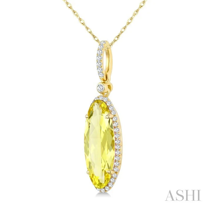 Evoque Gemstone Oval Shape & Halo Diamond Pendant