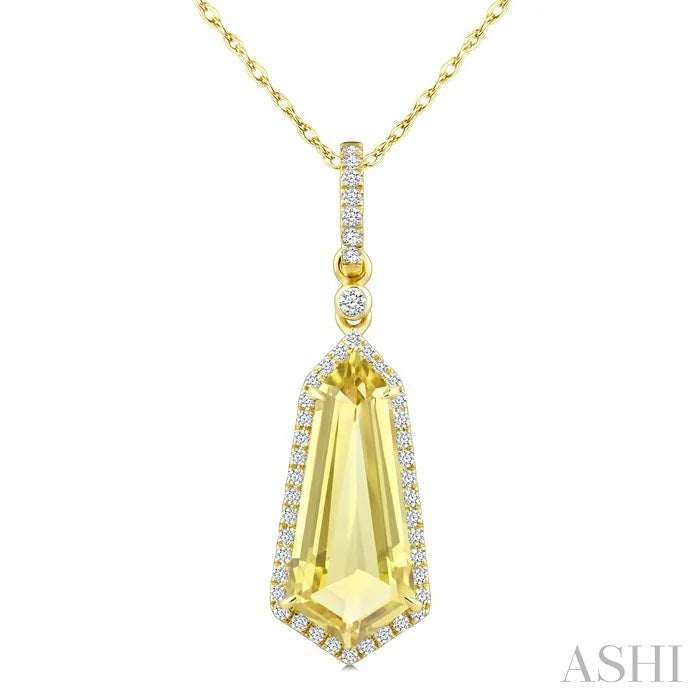 Evoque Gemstone Shield Shape & Halo Diamond Pendant