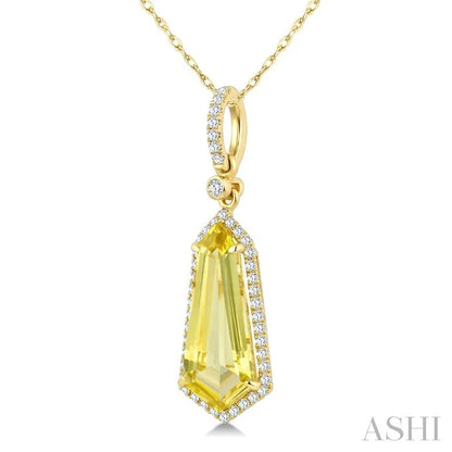Evoque Gemstone Shield Shape & Halo Diamond Pendant