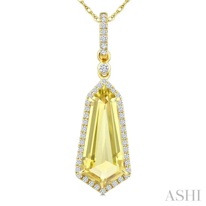 Evoque Gemstone Shield Shape & Halo Diamond Pendant