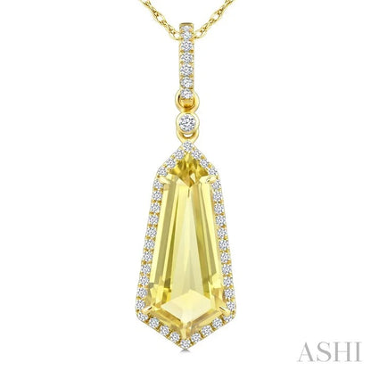 Evoque Gemstone Shield Shape & Halo Diamond Pendant