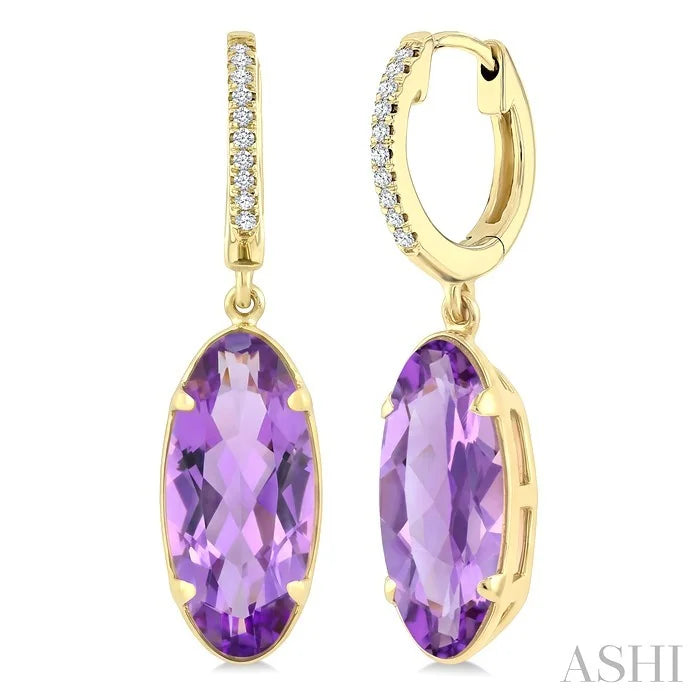 Evoque Gemstone Oval Shape & Diamond Earrings