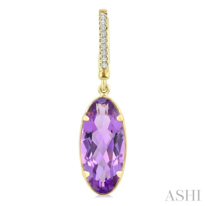 Evoque Gemstone Oval Shape & Diamond Earrings