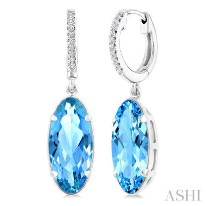 Evoque Gemstone Oval Shape & Diamond Earrings