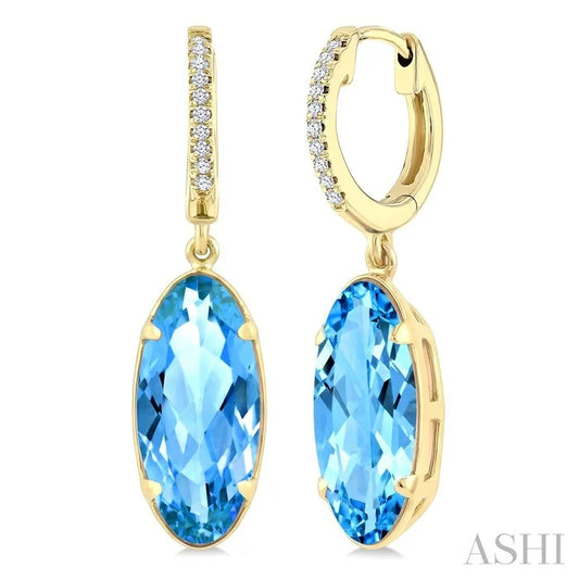 Evoque Gemstone Oval Shape & Diamond Earrings