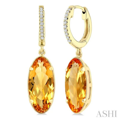 Evoque Gemstone Oval Shape & Diamond Earrings