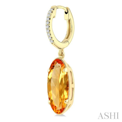 Evoque Gemstone Oval Shape & Diamond Earrings