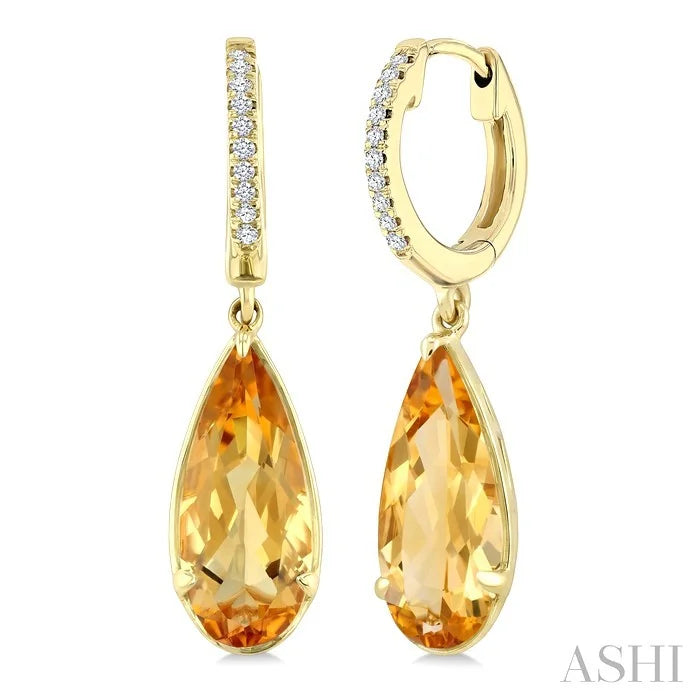 Evoque Gemstone Pear Shape & Diamond Earrings