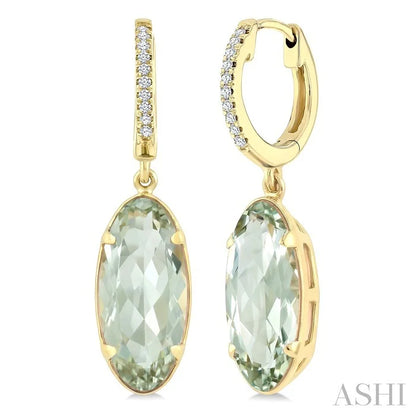 Evoque Gemstone Oval Shape & Diamond Earrings