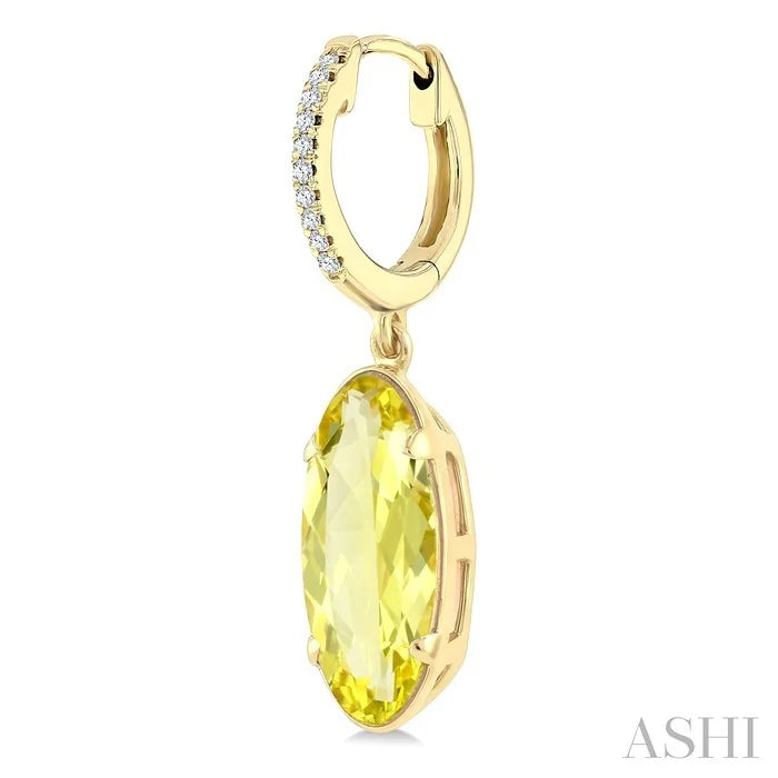 Evoque Gemstone Oval Shape & Diamond Earrings