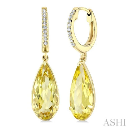 Evoque Gemstone Pear Shape & Diamond Earrings