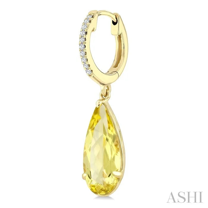 Evoque Gemstone Pear Shape & Diamond Earrings