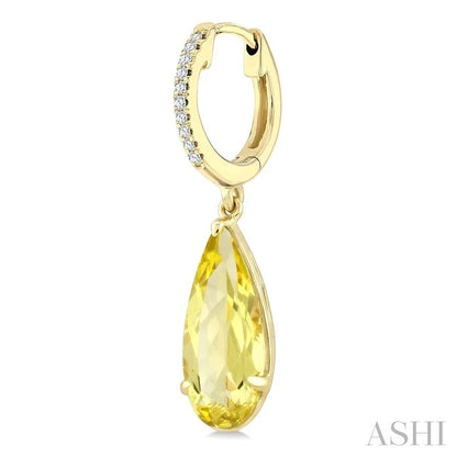 Evoque Gemstone Pear Shape & Diamond Earrings