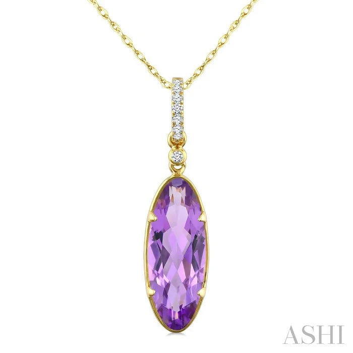Evoque Gemstone Oval Shape & Diamond Pendant