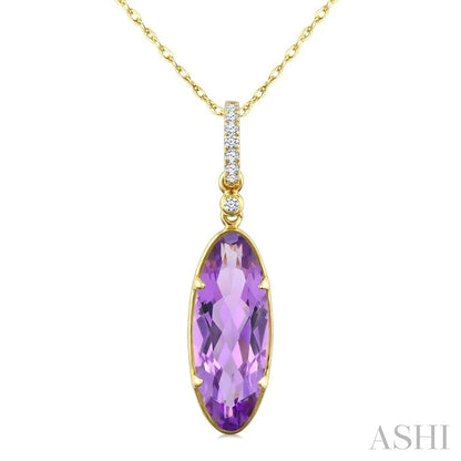Evoque Gemstone Oval Shape & Diamond Pendant
