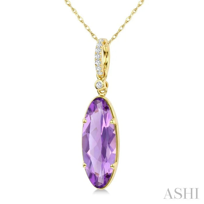 Evoque Gemstone Oval Shape & Diamond Pendant