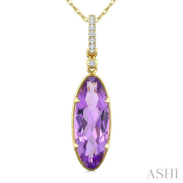 Evoque Gemstone Oval Shape & Diamond Pendant