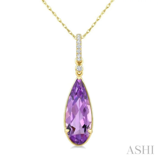 Evoque Gemstone Pear Shape & Diamond Pendant