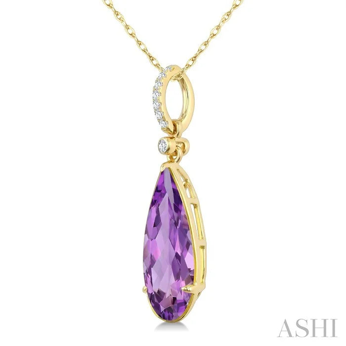 Evoque Gemstone Pear Shape & Diamond Pendant