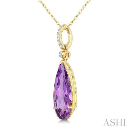Evoque Gemstone Pear Shape & Diamond Pendant