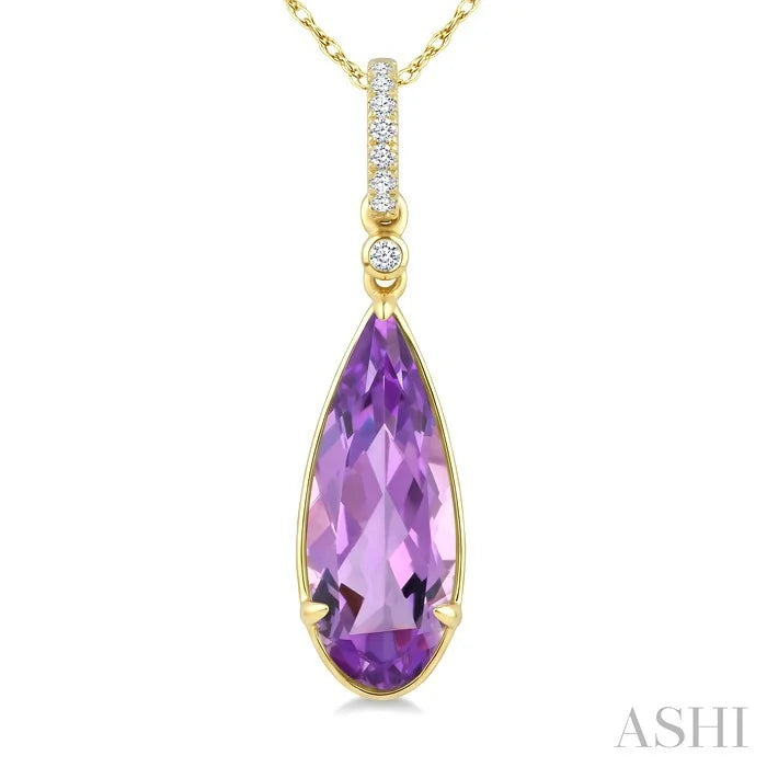 Evoque Gemstone Pear Shape & Diamond Pendant