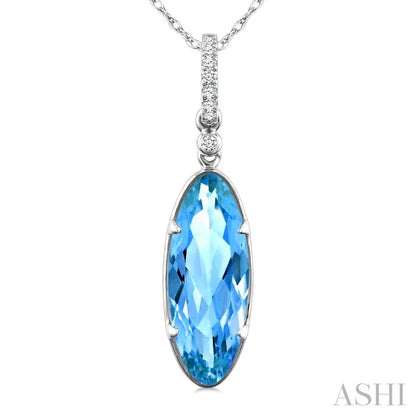 Evoque Gemstone Oval Shape & Diamond Pendant