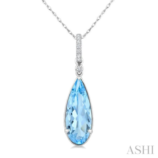 Evoque Gemstone Pear Shape & Diamond Pendant