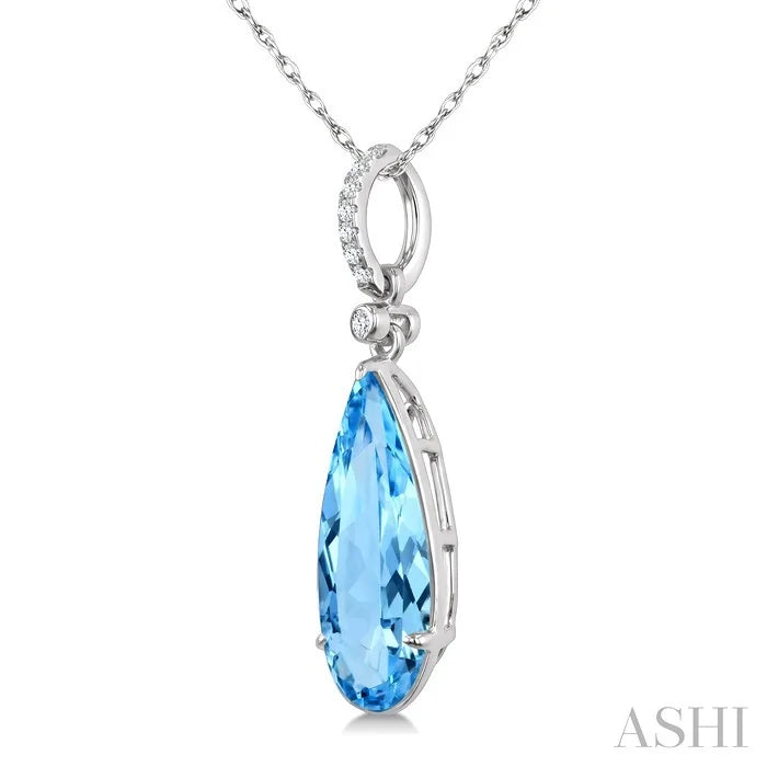 Evoque Gemstone Pear Shape & Diamond Pendant