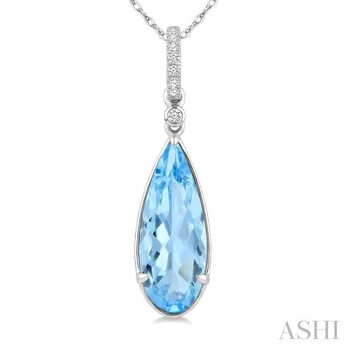 Evoque Gemstone Pear Shape & Diamond Pendant