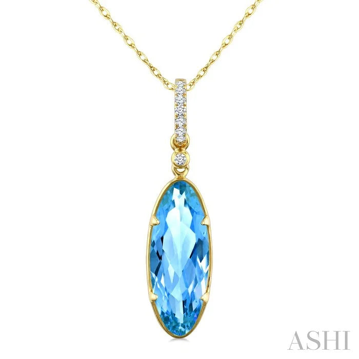 Evoque Gemstone Oval Shape & Diamond Pendant
