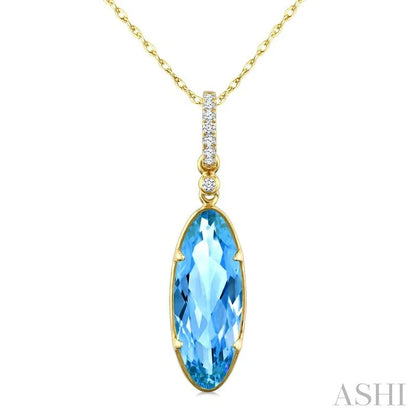 Evoque Gemstone Oval Shape & Diamond Pendant