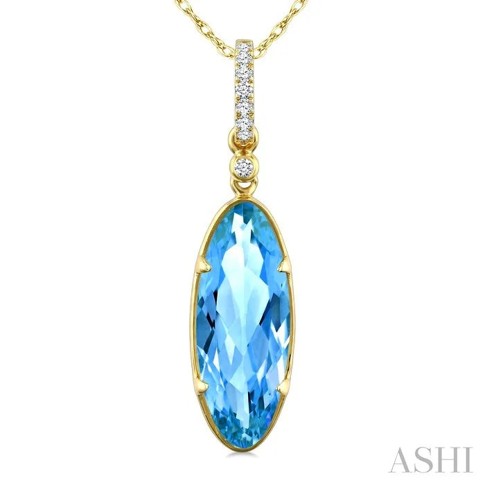 Evoque Gemstone Oval Shape & Diamond Pendant