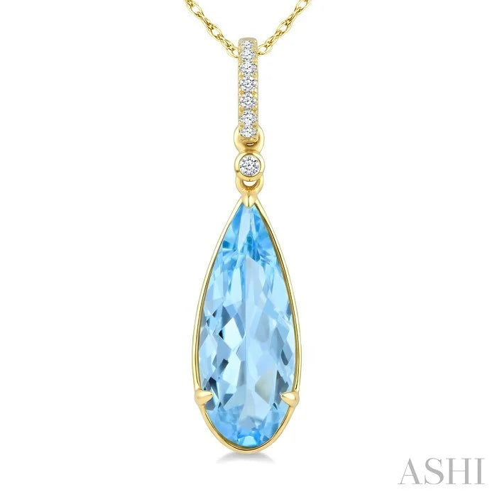 Evoque Gemstone Pear Shape & Diamond Pendant