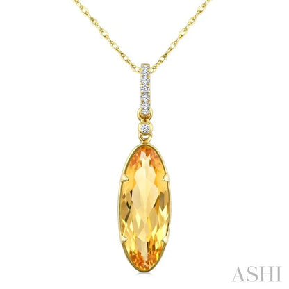 Evoque Gemstone Oval Shape & Diamond Pendant