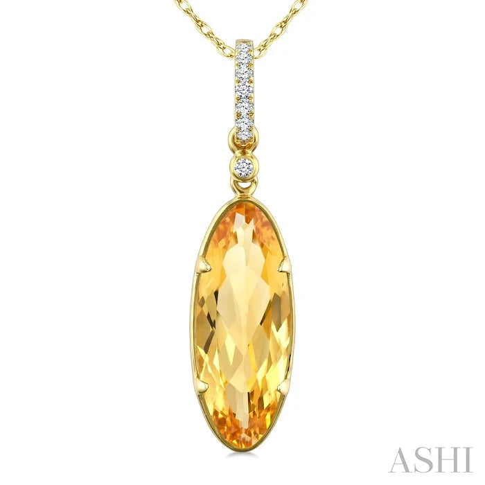 Evoque Gemstone Oval Shape & Diamond Pendant