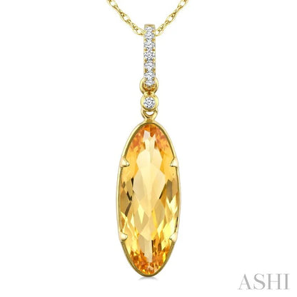 Evoque Gemstone Oval Shape & Diamond Pendant