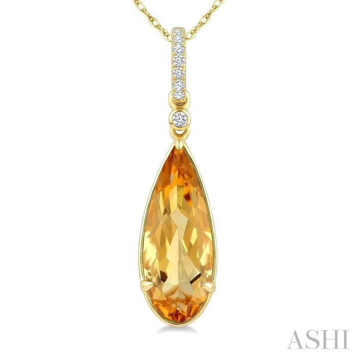 Evoque Gemstone Pear Shape & Diamond Pendant