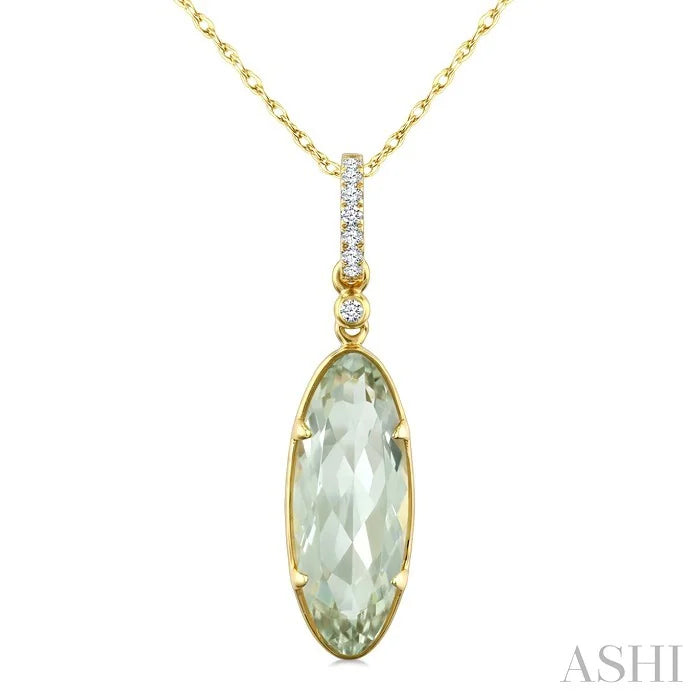 Evoque Gemstone Oval Shape & Diamond Pendant