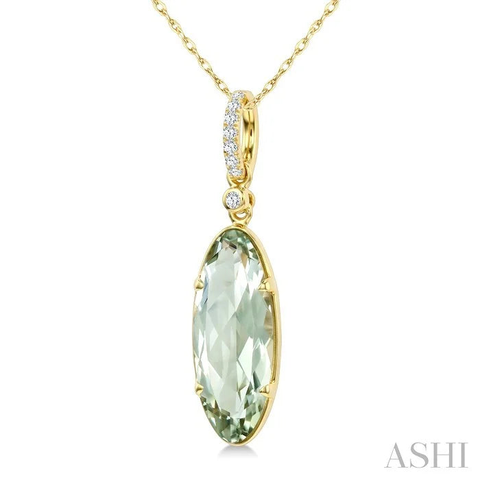 Evoque Gemstone Oval Shape & Diamond Pendant