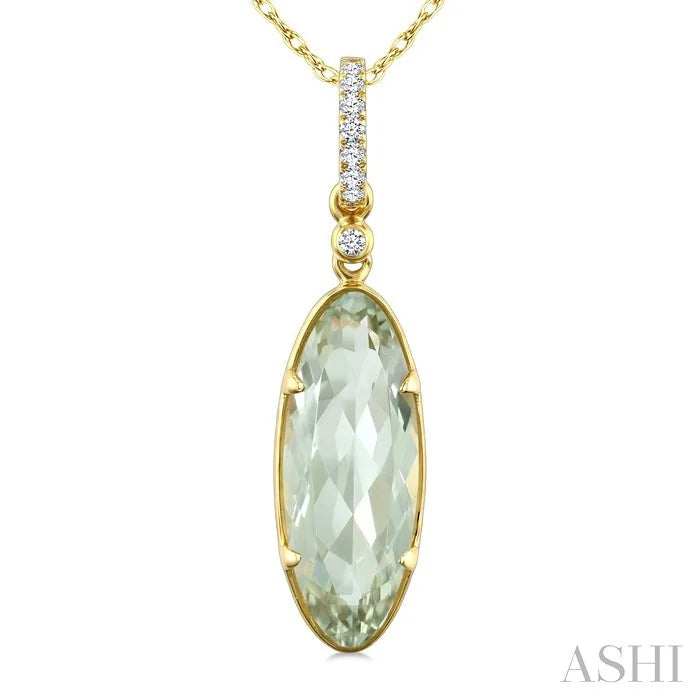 Evoque Gemstone Oval Shape & Diamond Pendant