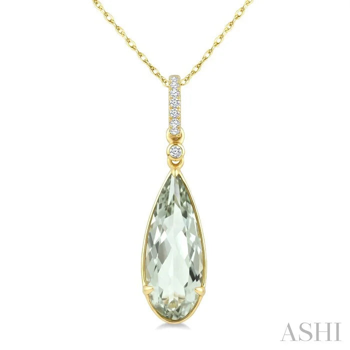 Evoque Gemstone Pear Shape & Diamond Pendant