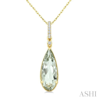 Evoque Gemstone Pear Shape & Diamond Pendant