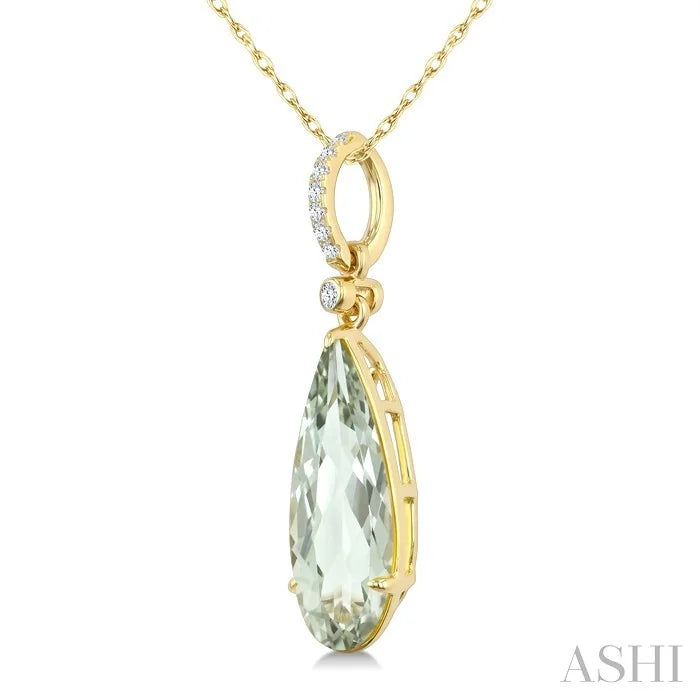 Evoque Gemstone Pear Shape & Diamond Pendant