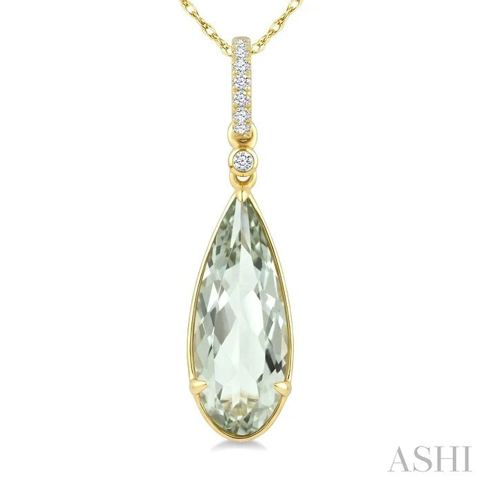 Evoque Gemstone Pear Shape & Diamond Pendant