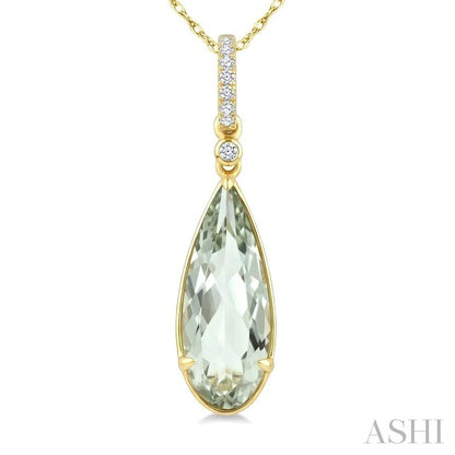 Evoque Gemstone Pear Shape & Diamond Pendant