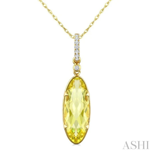 Evoque Gemstone Oval Shape & Diamond Pendant
