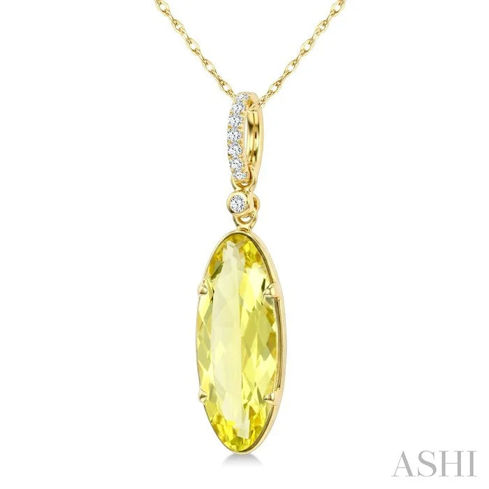Evoque Gemstone Oval Shape & Diamond Pendant