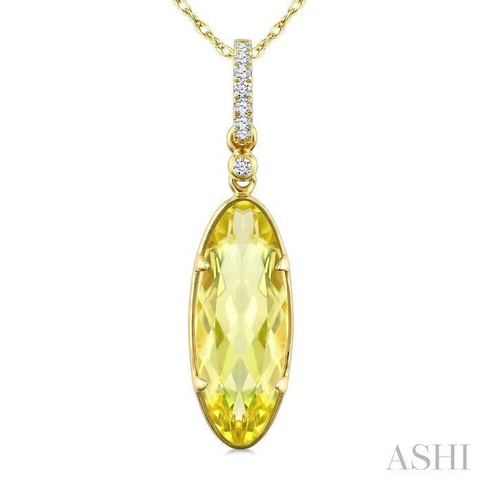Evoque Gemstone Oval Shape & Diamond Pendant